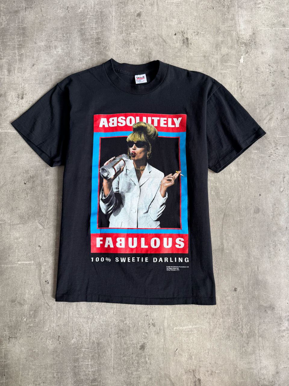 1995 Single Stitch Absolutely Fabulous "100% Sweetie Darling" Patsy Graphic Tee | Large, Multicoloured