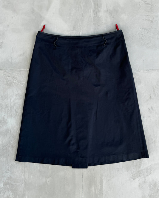 PRADA SPORT NYLON STRETCH BLUE MIDI SKIRT - L