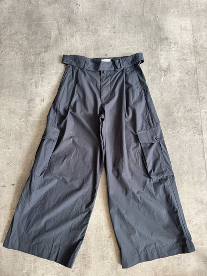 Dries Van Noten Dark Grey Wide Leg Cargo Trousers | Medium, Multicoloured