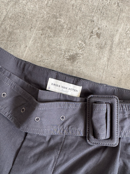 Dries Van Noten Dark Grey Wide Leg Cargo Trousers | Medium, Multicoloured