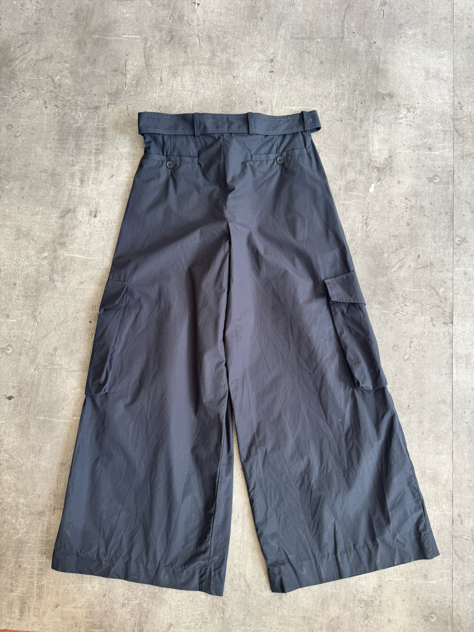 Dries Van Noten Dark Grey Wide Leg Cargo Trousers | Medium, Multicoloured