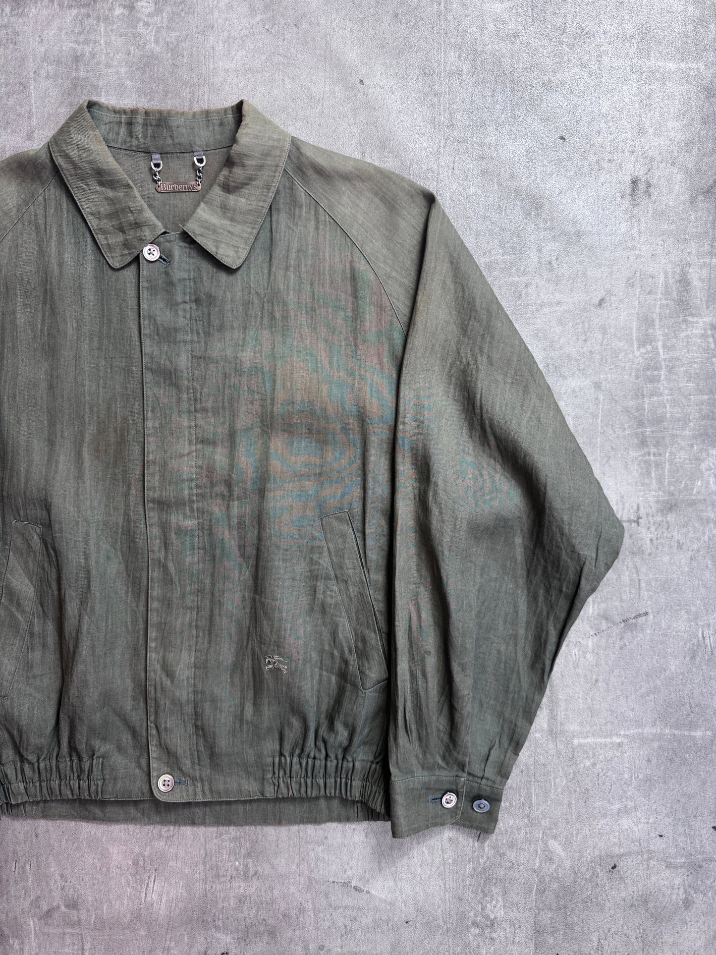 Burberry Khaki Lightweight Canvas Full Zip Harrington Jacket