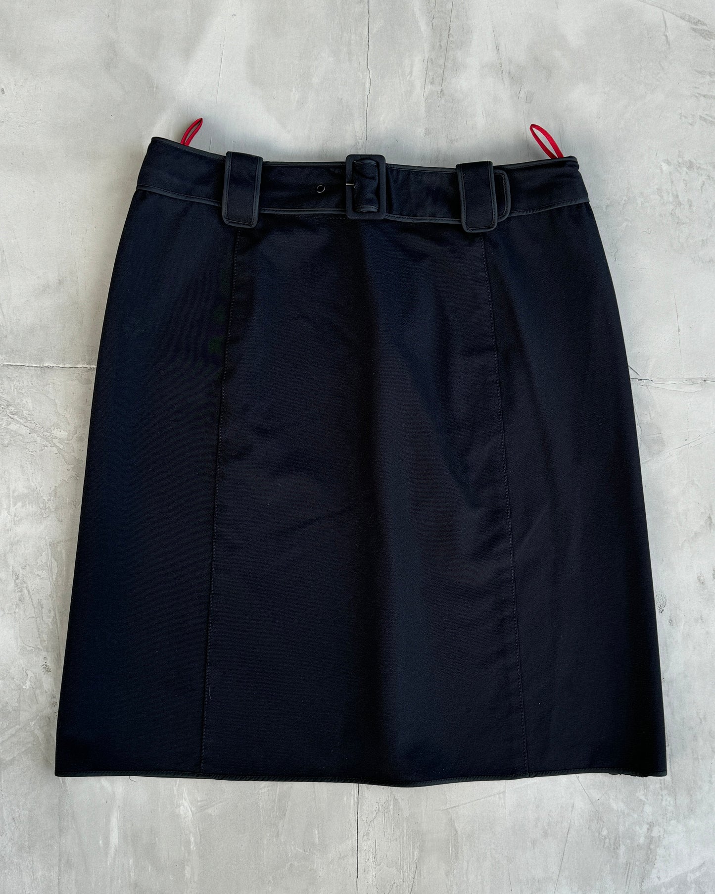 PRADA SPORT NYLON BELTED MIDI SKIRT - L