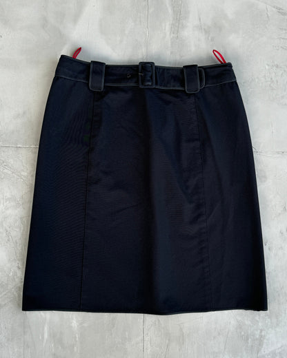 PRADA SPORT NYLON BELTED MIDI SKIRT - L