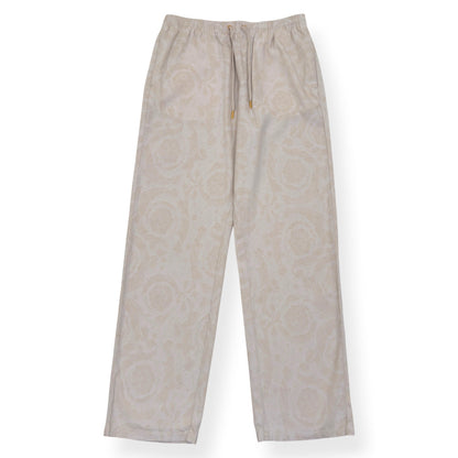 VERSACE BAROCCO CHAMBRAY JACQUARD DRAWSTRING TROUSERS BEIGE 54 / XL | XL, Beige