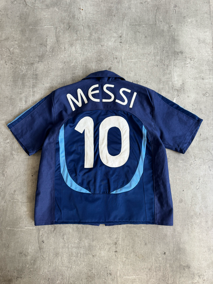 VT Rework: Argentina "Messi 10" Leather Embossed SS Zip Shirt | Large, Multicoloured