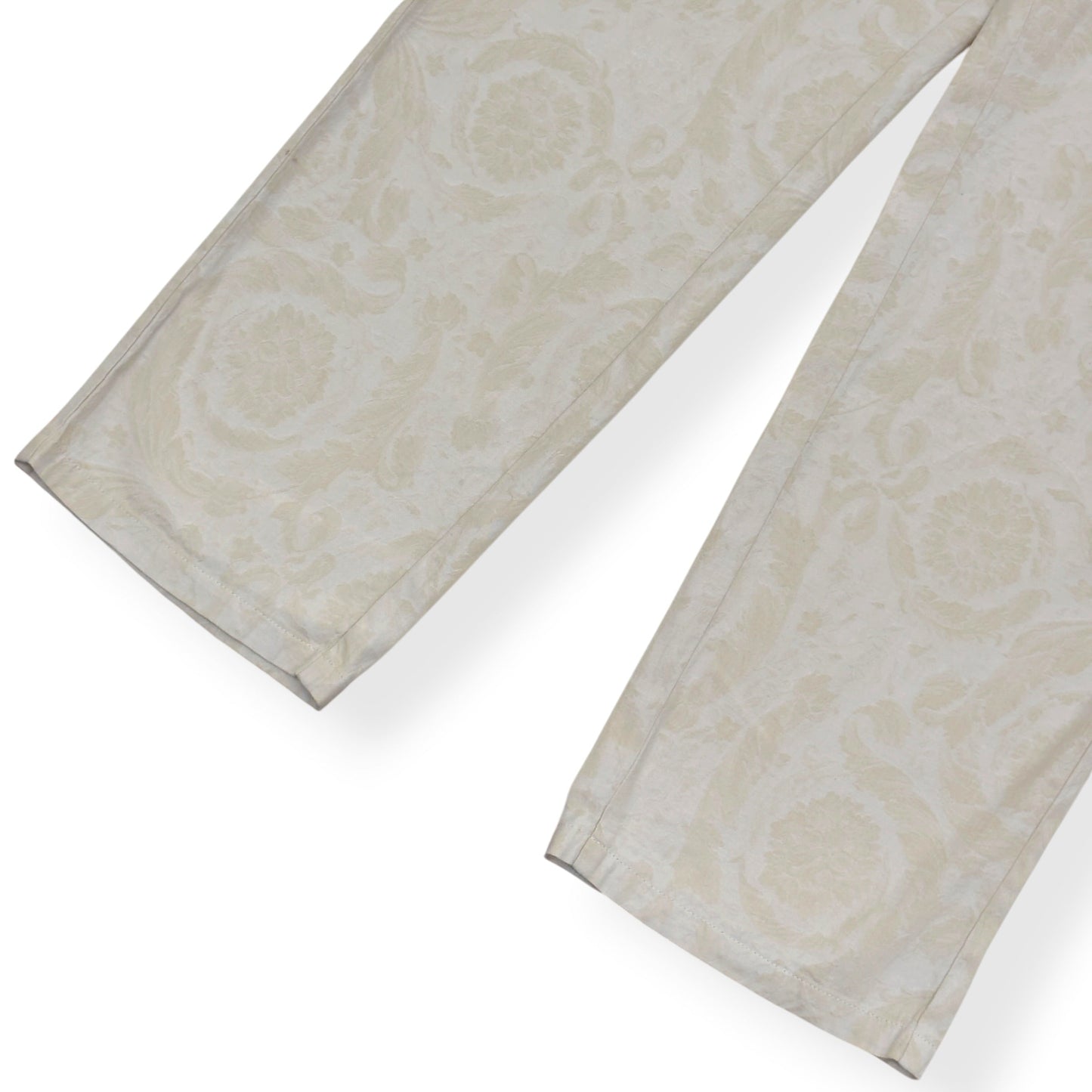 VERSACE BAROCCO CHAMBRAY JACQUARD DRAWSTRING TROUSERS BEIGE 54 / XL | XL, Beige