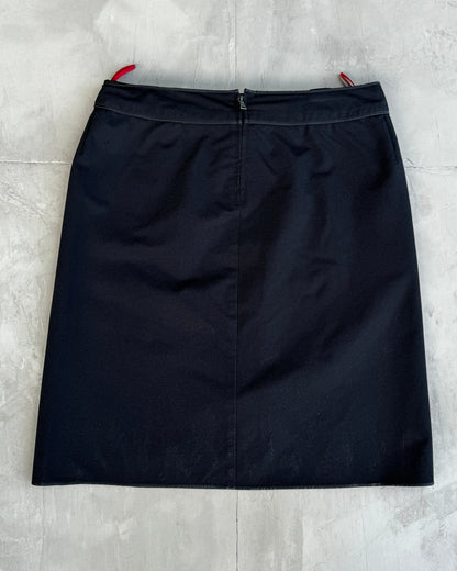 PRADA SPORT NYLON BELTED MIDI SKIRT - L