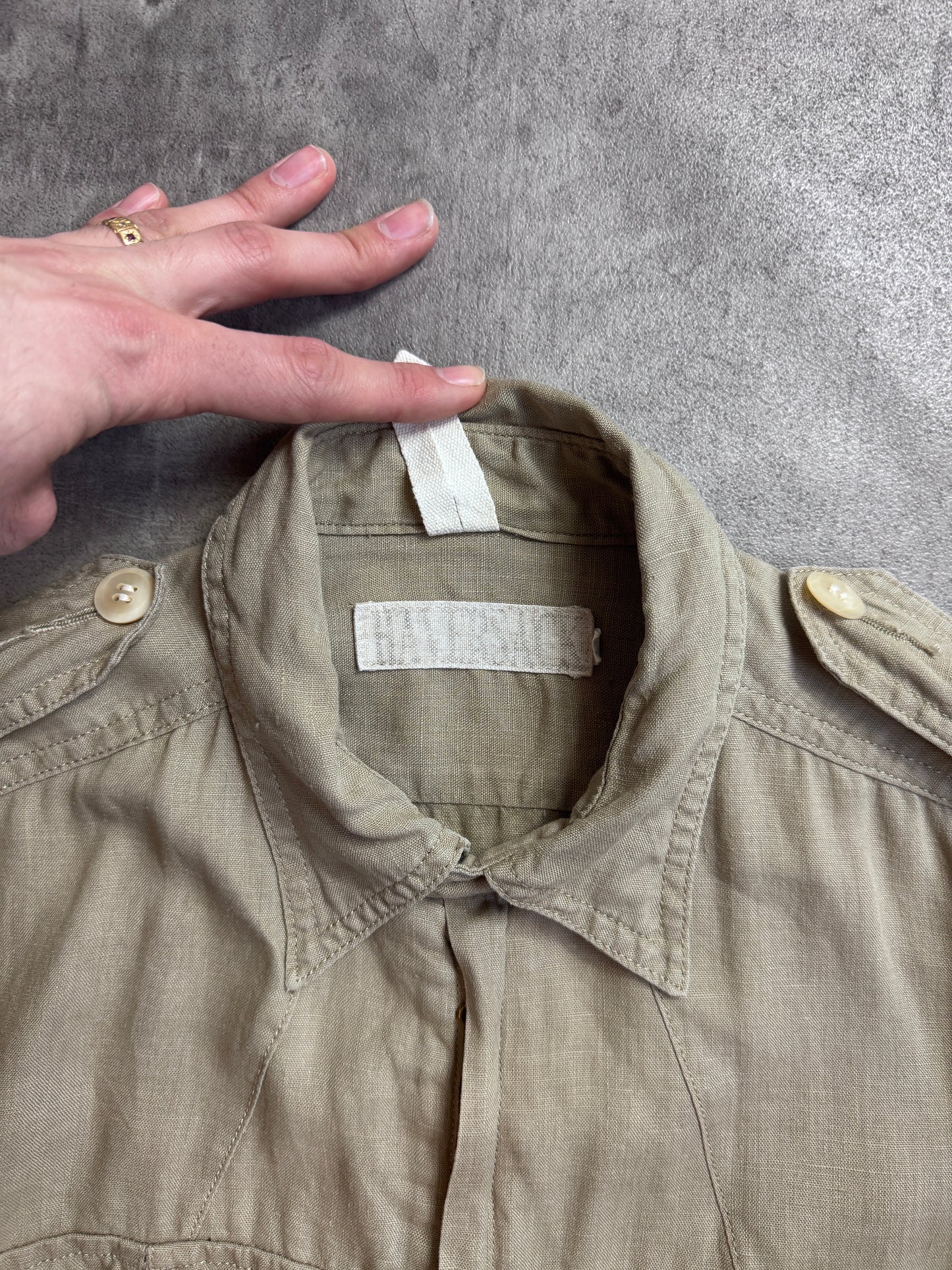 Haversack Khaki Hue Linen Engineered Garment Explorer Shirt