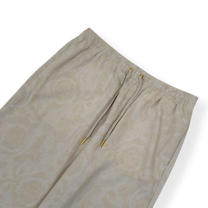 VERSACE BAROCCO CHAMBRAY JACQUARD DRAWSTRING TROUSERS BEIGE 54 / XL | XL, Beige