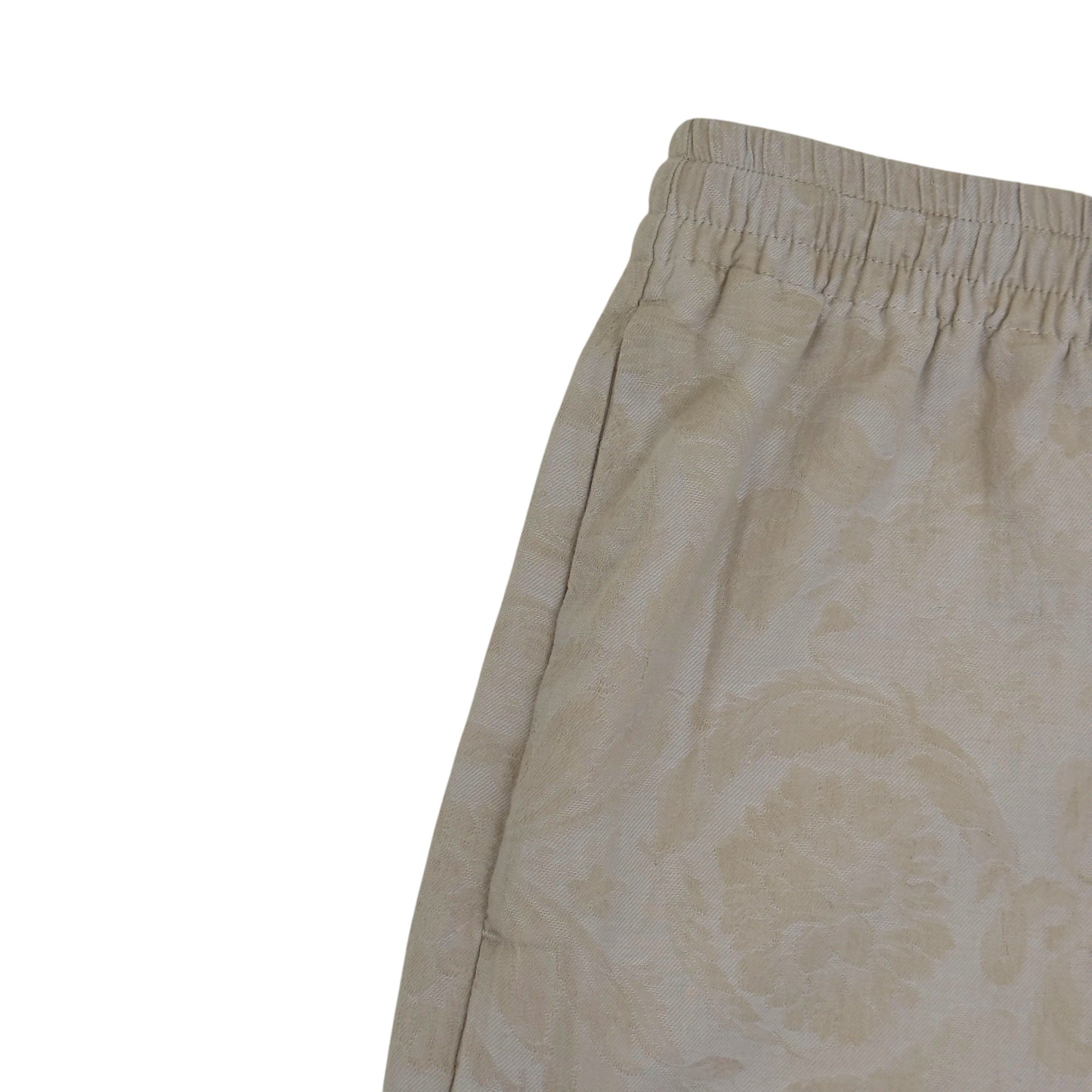 VERSACE BAROCCO CHAMBRAY JACQUARD DRAWSTRING TROUSERS BEIGE 54 / XL | XL, Beige