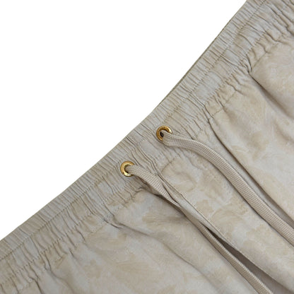 VERSACE BAROCCO CHAMBRAY JACQUARD DRAWSTRING TROUSERS BEIGE 54 / XL | XL, Beige