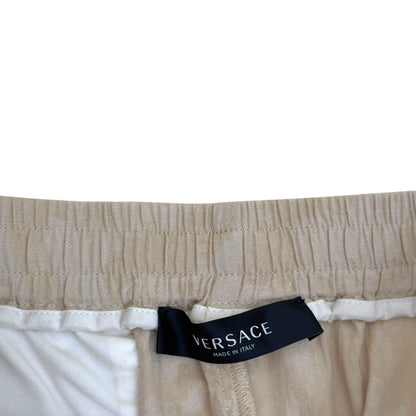 VERSACE BAROCCO CHAMBRAY JACQUARD DRAWSTRING TROUSERS BEIGE 54 / XL | XL, Beige