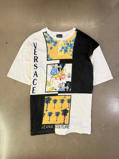 90s Vintage Versace Jeans Couture Logo Art Printed Tee | Medium, Multicoloured