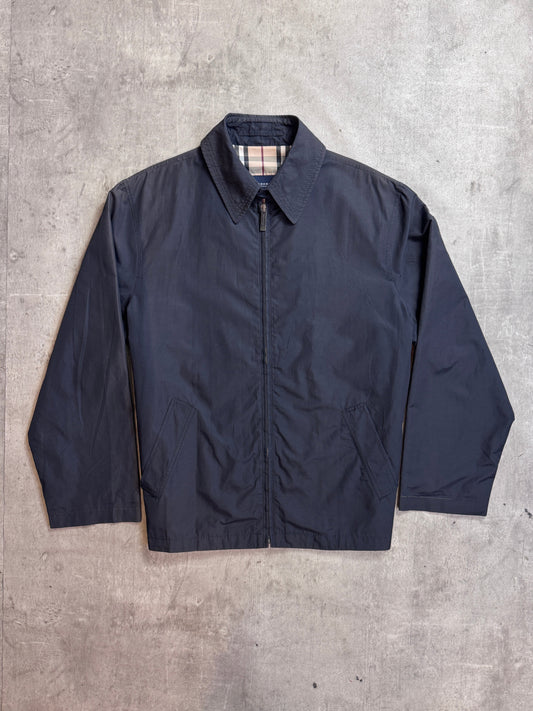 Burberry  Black Nylon Nova Check Lined Harrington Jacket