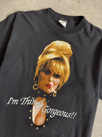 1995 Single Stitch Absolutely Fabulous "I'm Thin & Gorgeous" Patsy Graphic Tee | Extra Large, Multicoloured
