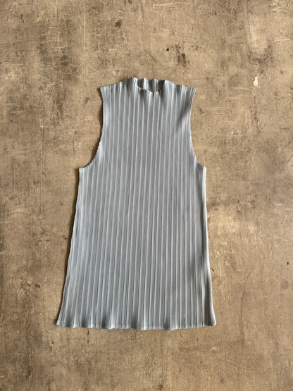 Issey Miyake Pleats Please Powder Blue Crepe Pleat Tanktop | Small, Multicoloured
