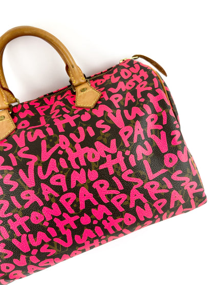 Louis Vuitton x Stephen Sprouse Pink Graffiti Speedy 30 Handbag (RARE) (2008) | O/S, Multicoloured