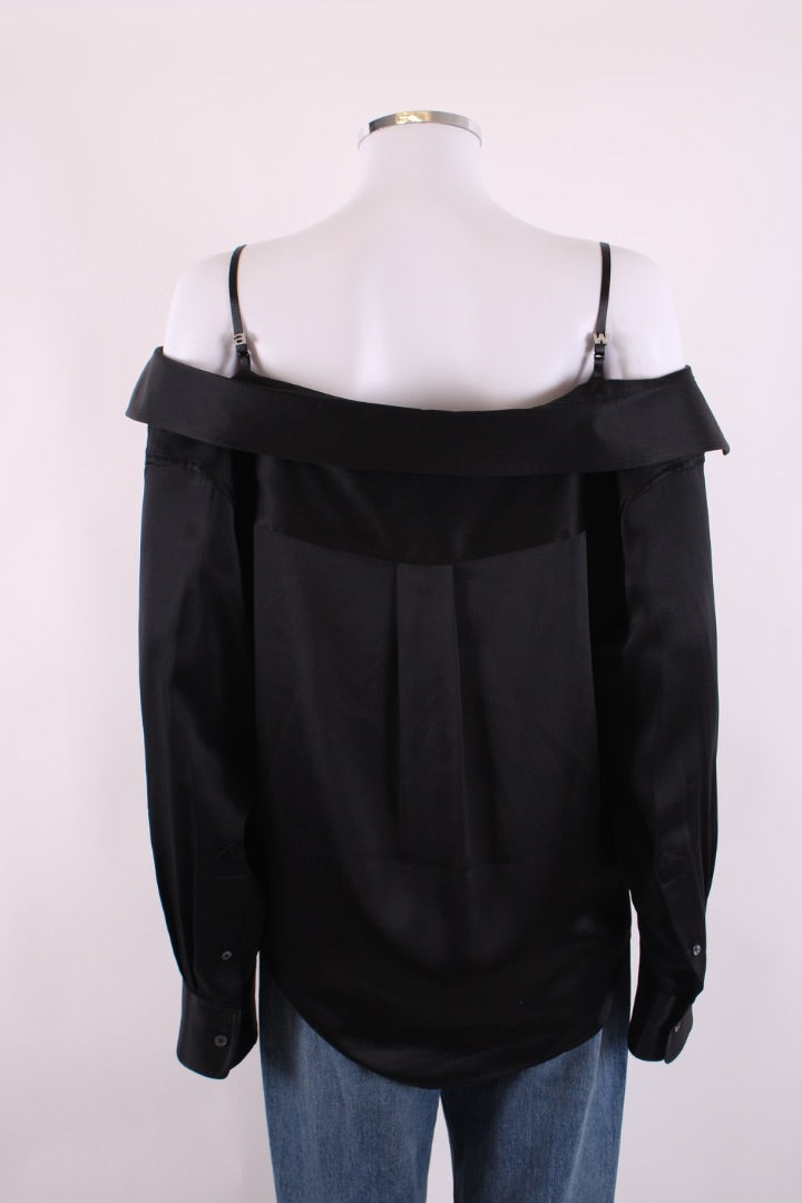 T By Alexander Wang L/S Satin Shirt Black M | Default Title, Black