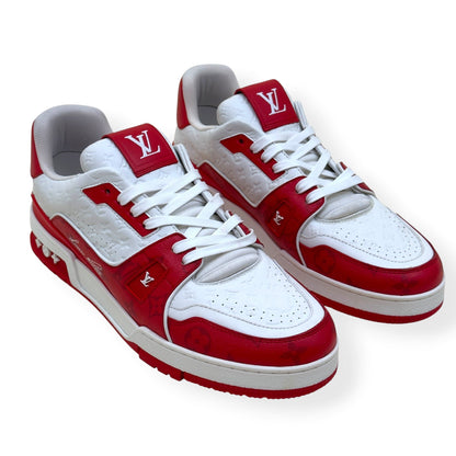LOUIS VUITTON LV TRAINER SNEAKER RED WHITE MONOGRAM UK10 | UK 10, Red