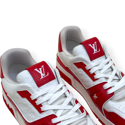 LOUIS VUITTON LV TRAINER SNEAKER RED WHITE MONOGRAM UK10 | UK 10, Red