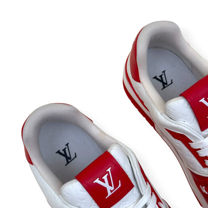 LOUIS VUITTON LV TRAINER SNEAKER RED WHITE MONOGRAM UK10 | UK 10, Red