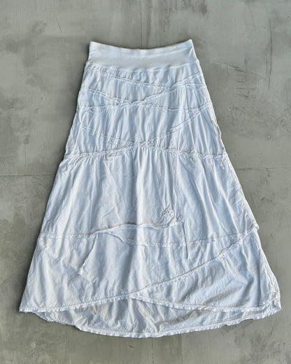 COP COPINE WHITE COTTON RUFFLE MAXI SKIRT - M | Medium, White