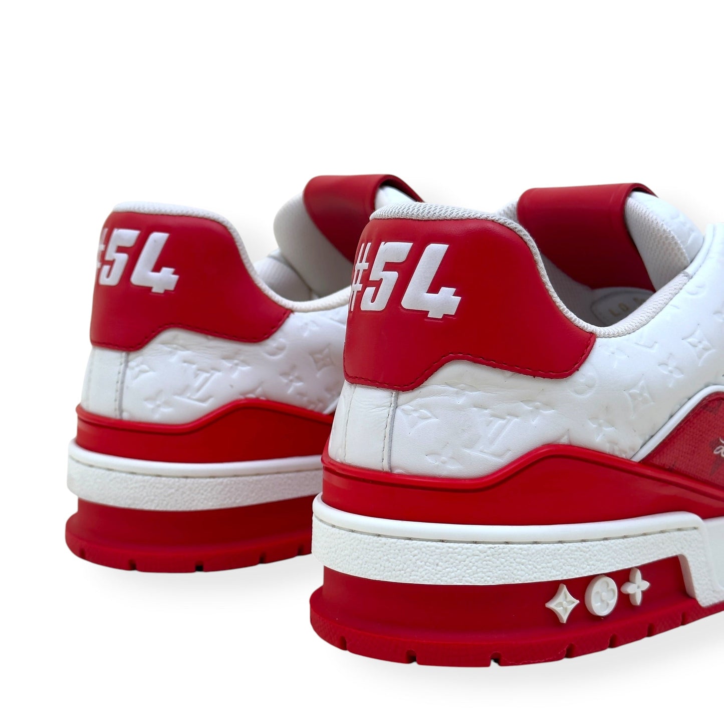 LOUIS VUITTON LV TRAINER SNEAKER RED WHITE MONOGRAM UK10 | UK 10, Red