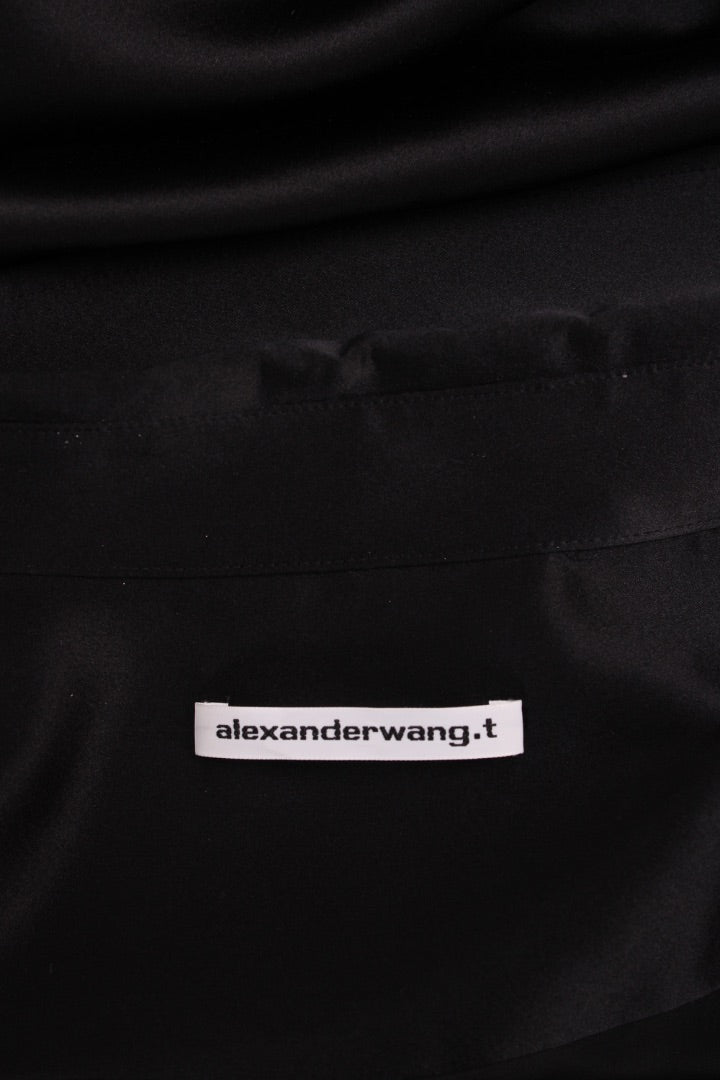 T By Alexander Wang L/S Satin Shirt Black M | Default Title, Black