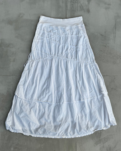 COP COPINE WHITE COTTON RUFFLE MAXI SKIRT - M | Medium, White