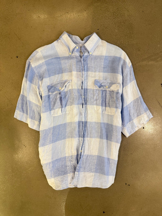 Les Copains Blue Check Linen Shirt