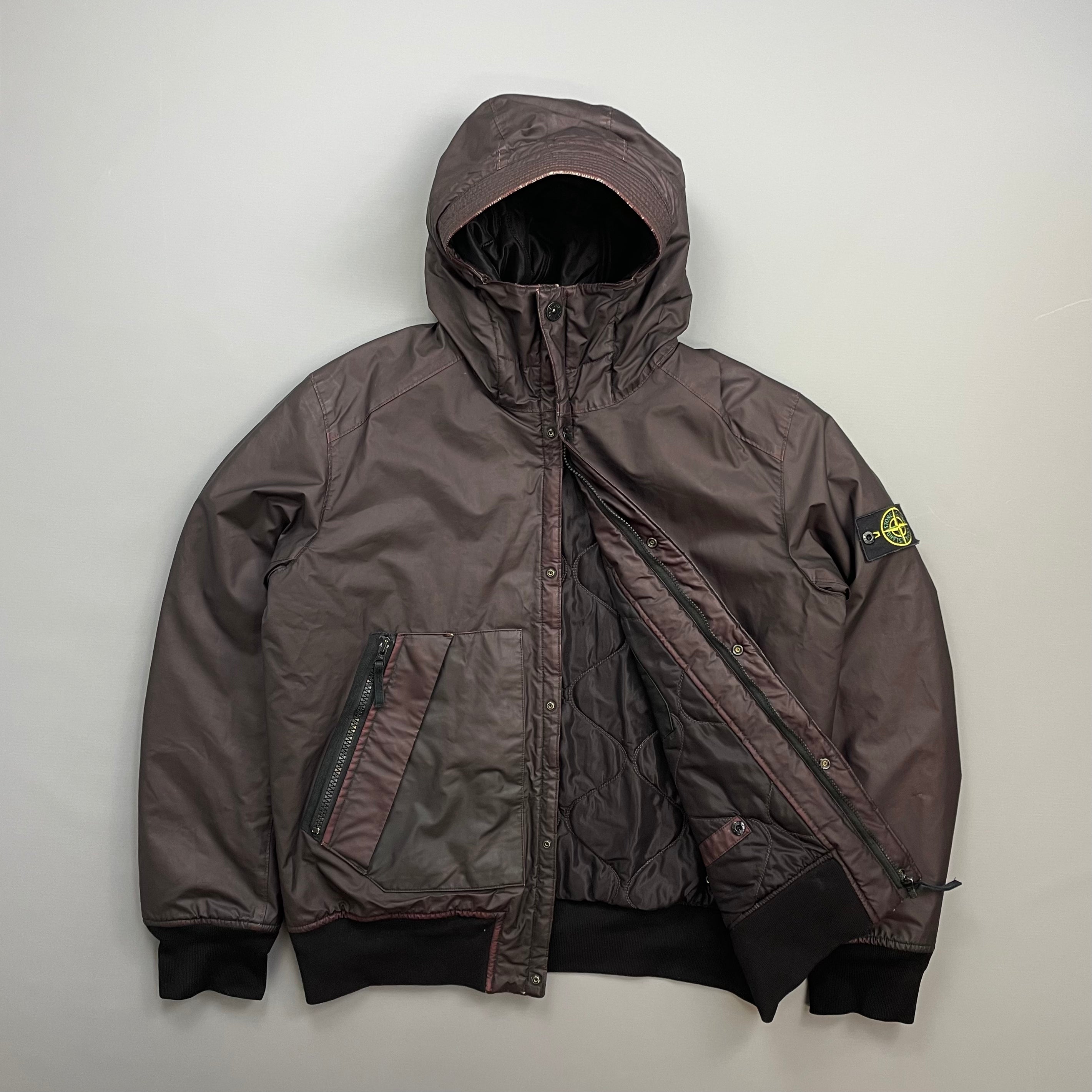 STONE  Mussola Gommata（バーガンディ） Stone Island Burgundy AW13 Quilted Mussola Gommata Hooded