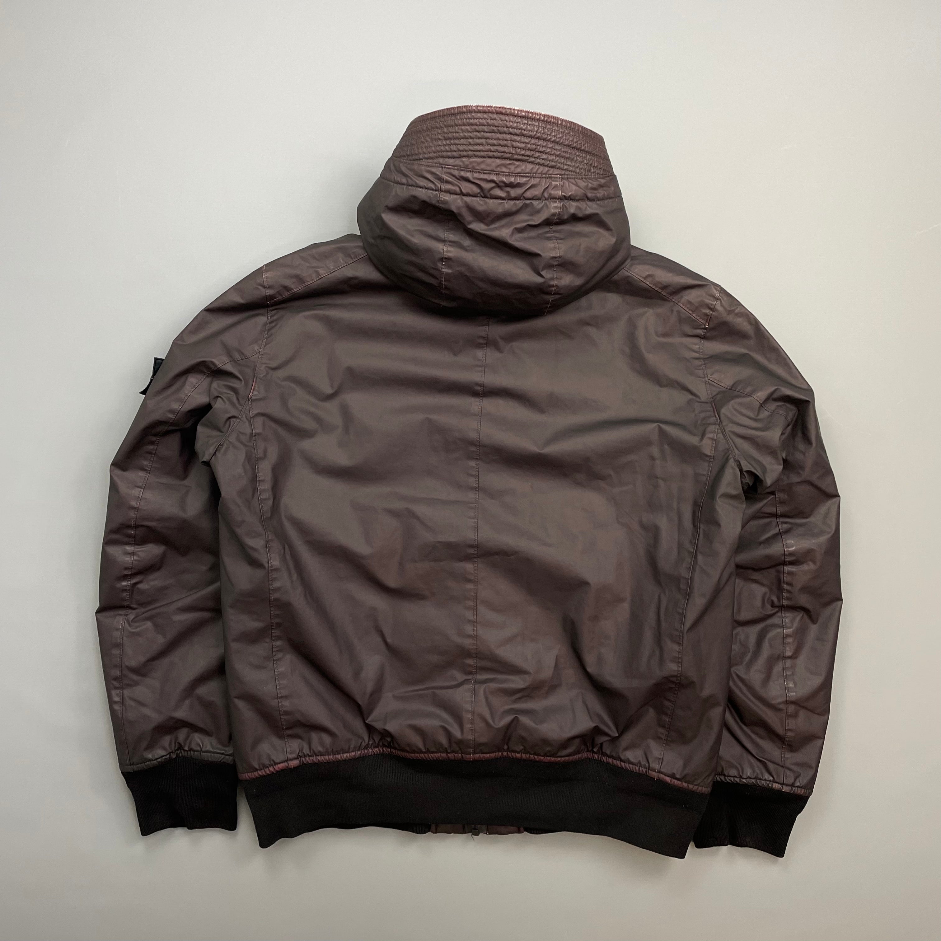 Stone Island Burgundy AW13 Quilted Mussola Gommata Hooded