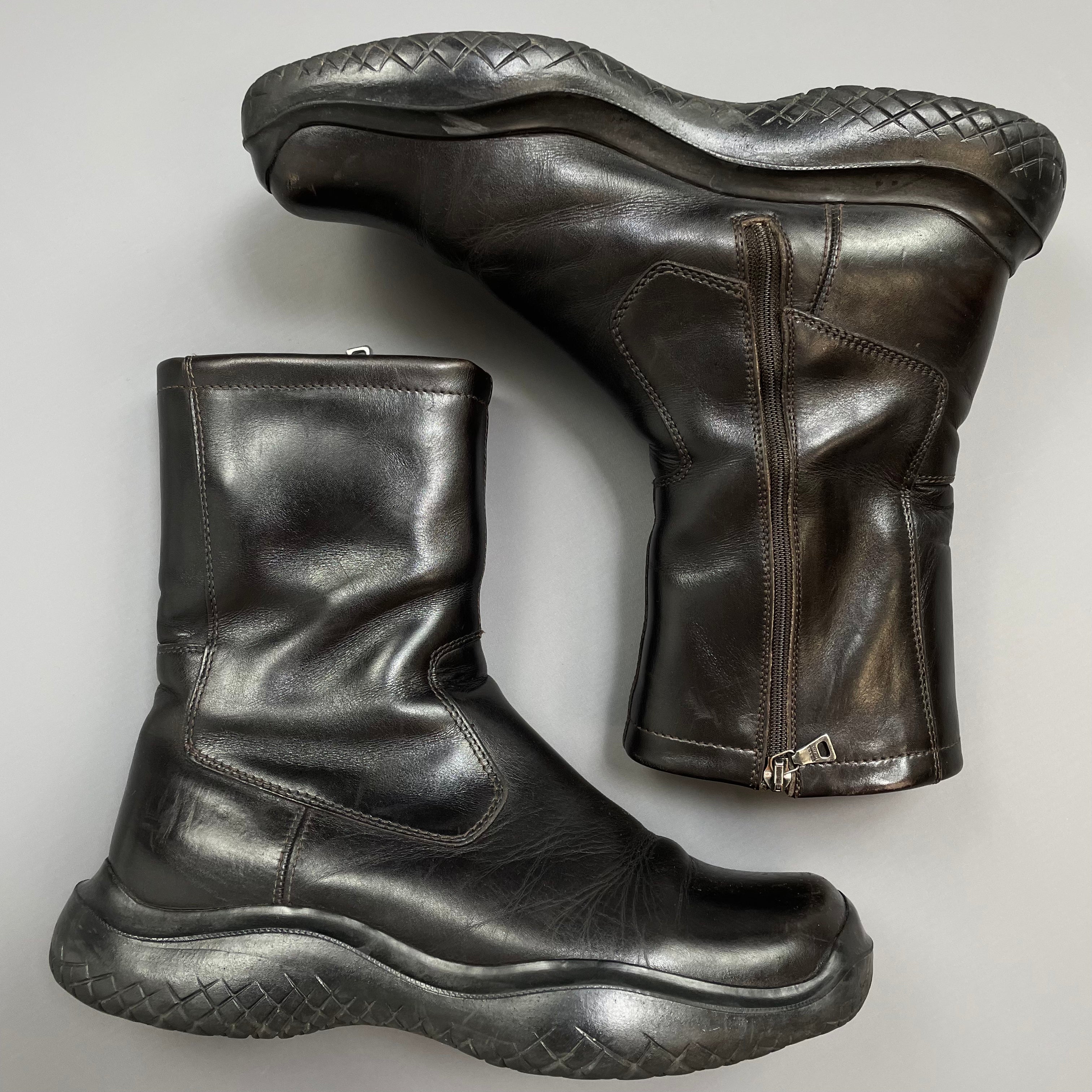 00s PRADA SPORT ロングブーツ ブラック Y2K Vibram Prada sport riding knee high patent leather moto biker boots