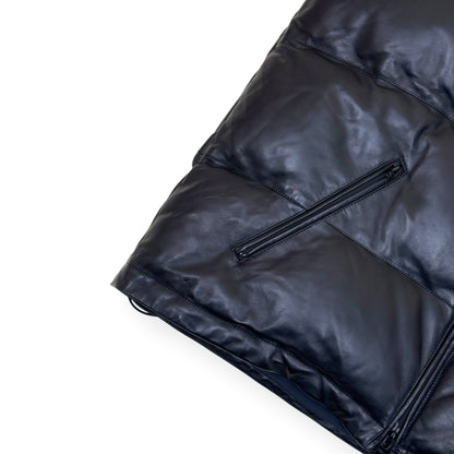 BALENCIAGA OVERSIZED SPORTY B SOFT LEATHER PUFFER VEST BLACK S | Small, Black