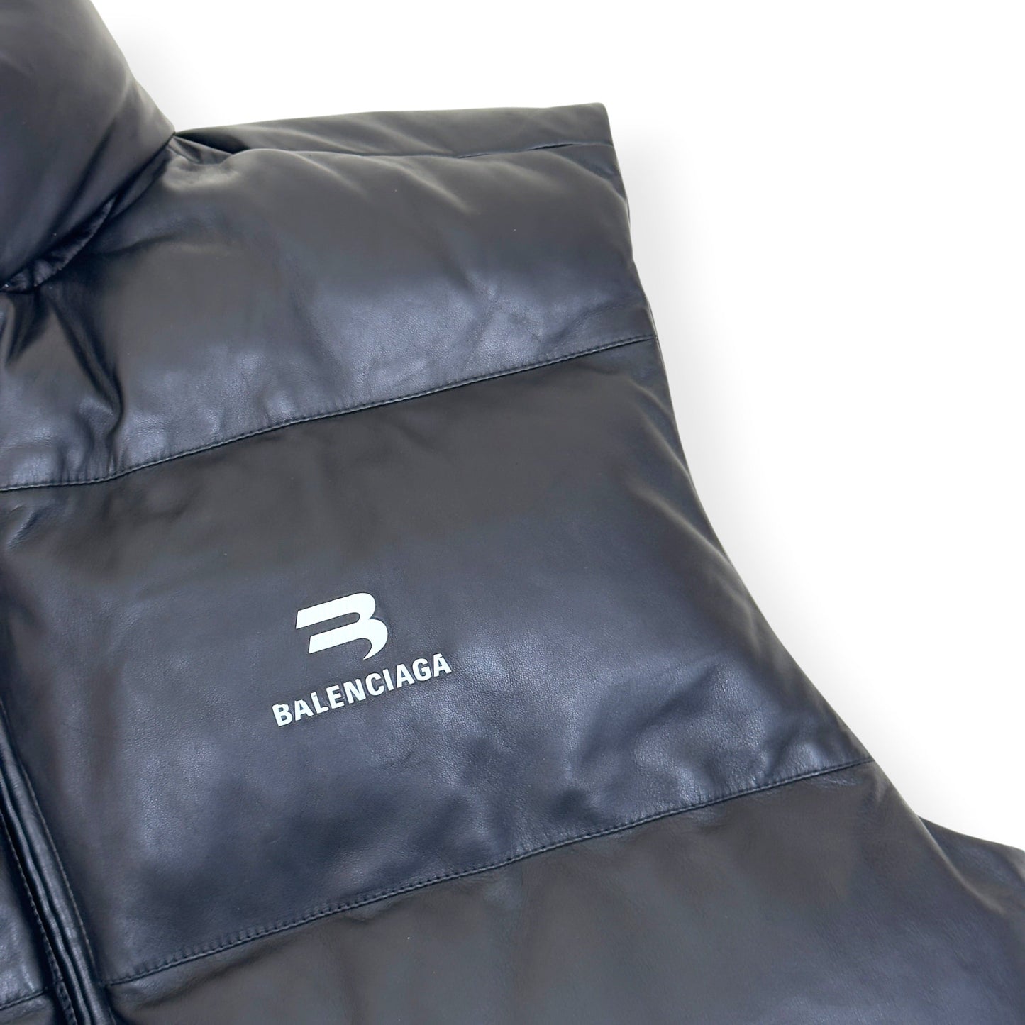 BALENCIAGA OVERSIZED SPORTY B SOFT LEATHER PUFFER VEST BLACK S | Small, Black