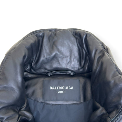 BALENCIAGA OVERSIZED SPORTY B SOFT LEATHER PUFFER VEST BLACK S | Small, Black