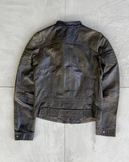 G STAR RAW 90'S LEATHER BIKER JACKET - S