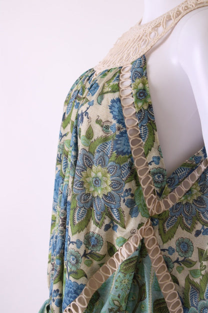 Zimmermann S/S Floral Crochet Neck Dress Blue/ Green 10 | Default Title, Blue