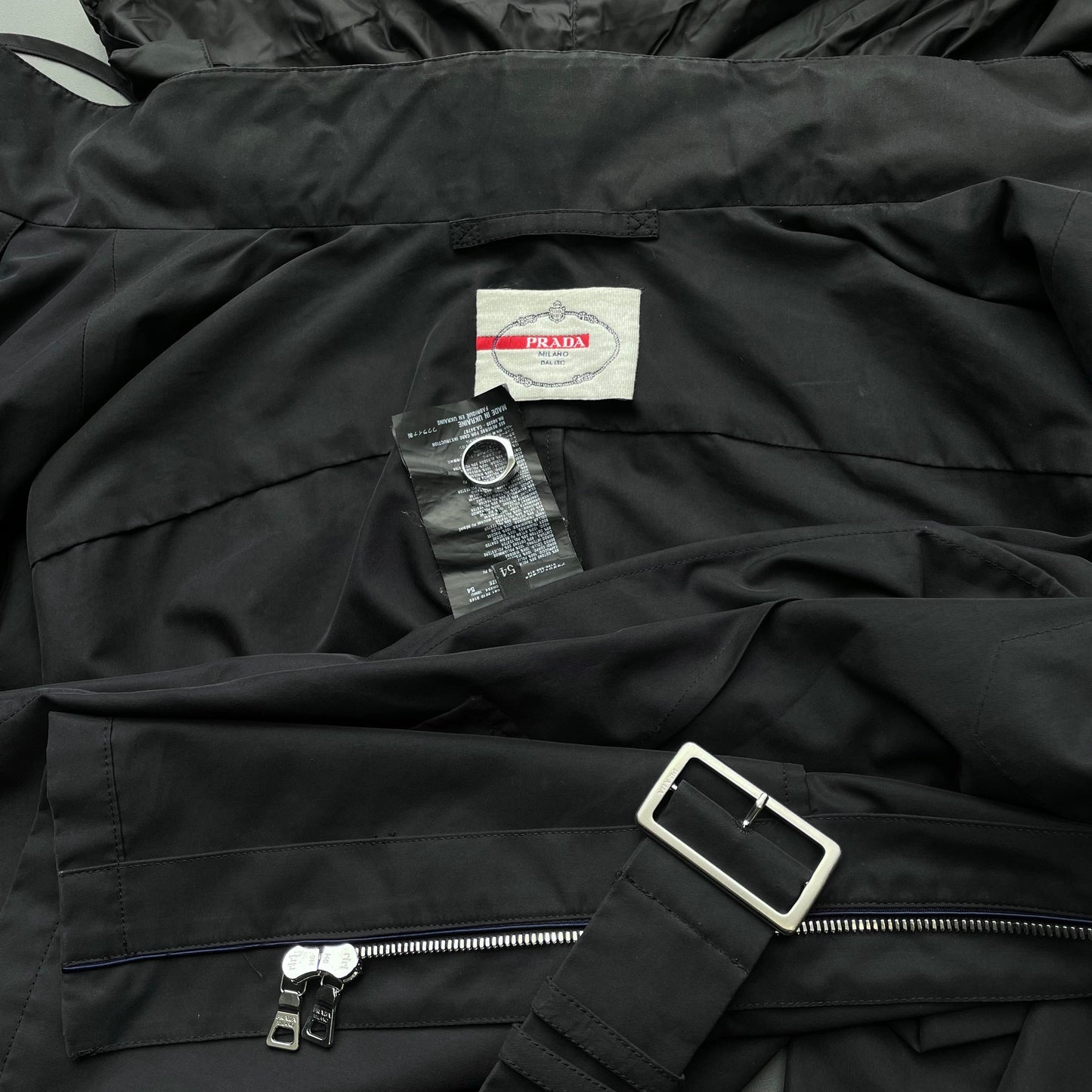 Prada Black 2010 Belted Field Jacket | Large, Black
