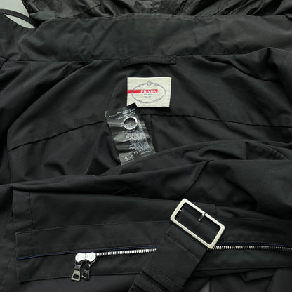 Prada Black 2010 Belted Field Jacket | Large, Black