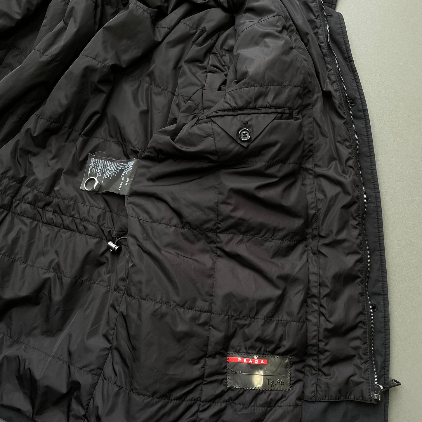 Prada Sport Black 2013 Padded Collar Liner Field Jacket | Medium, Black
