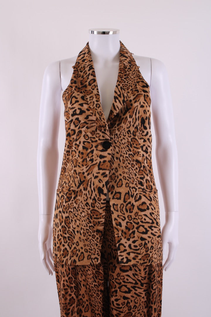 Twinset Waist Coat/ Trouser Co-Ord Leopard Print 10 | Default Title, Leopard Print