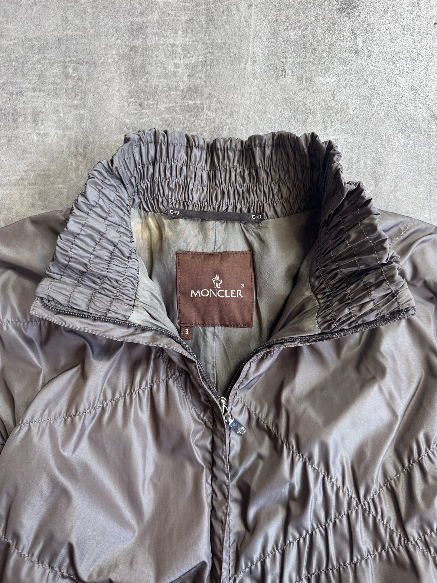 Moncler Taupe Lightweight Cinch Stitch Detailed Jacket