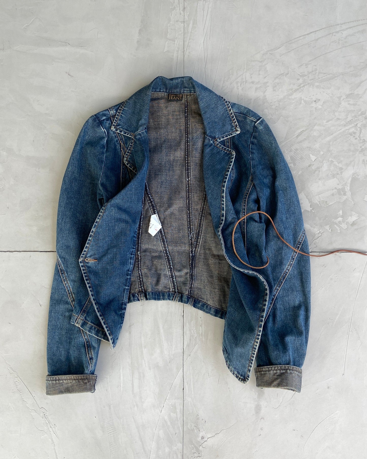 PLEIN SUD 2000'S DENIM WRAP JACKET - S