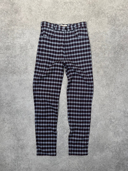 Burberry Navy Micro Nova Check Highwaisted Trousers