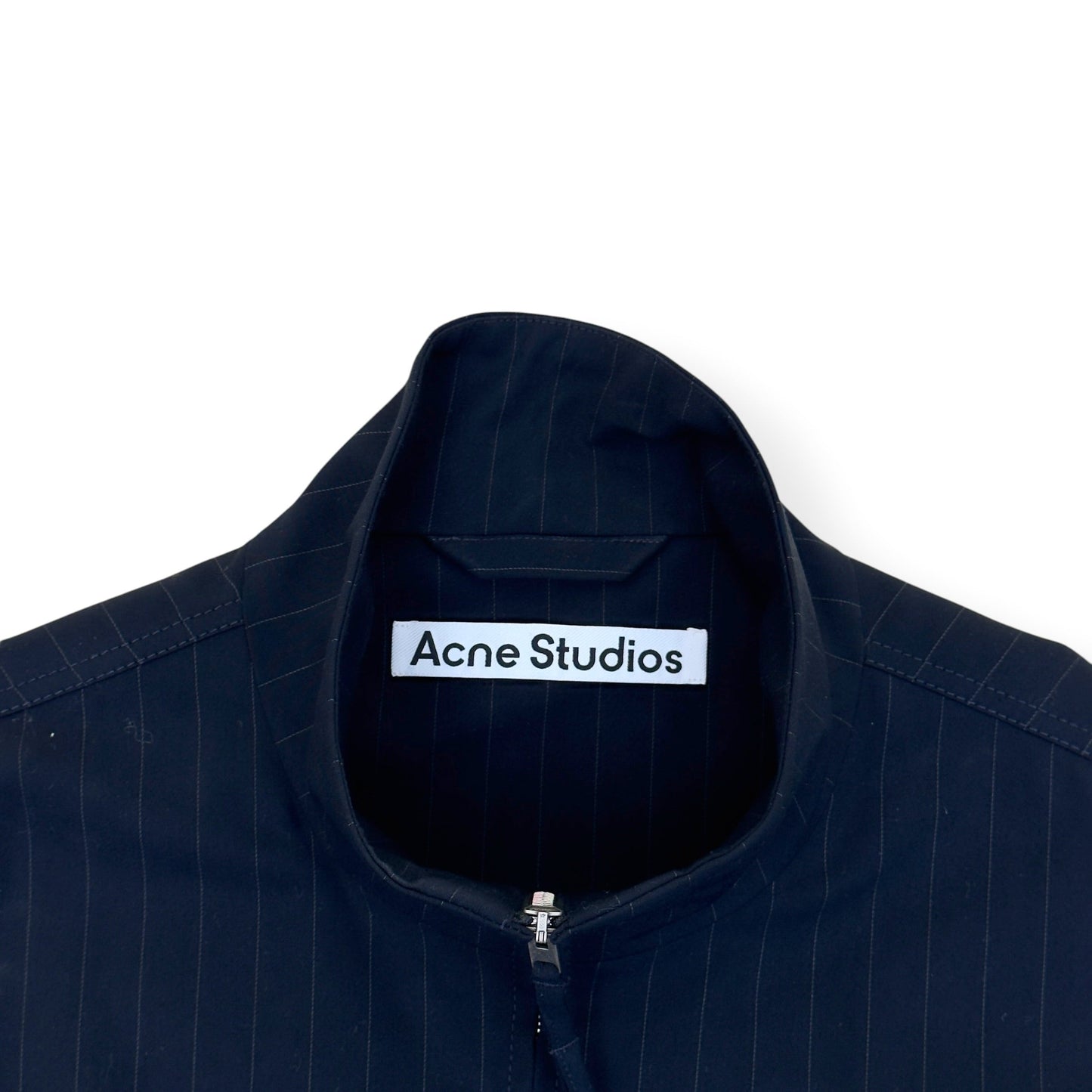 ACNE STUDIOS PINSTRIPE ZIP JACKET NAVY 50 / M | Medium, Navy