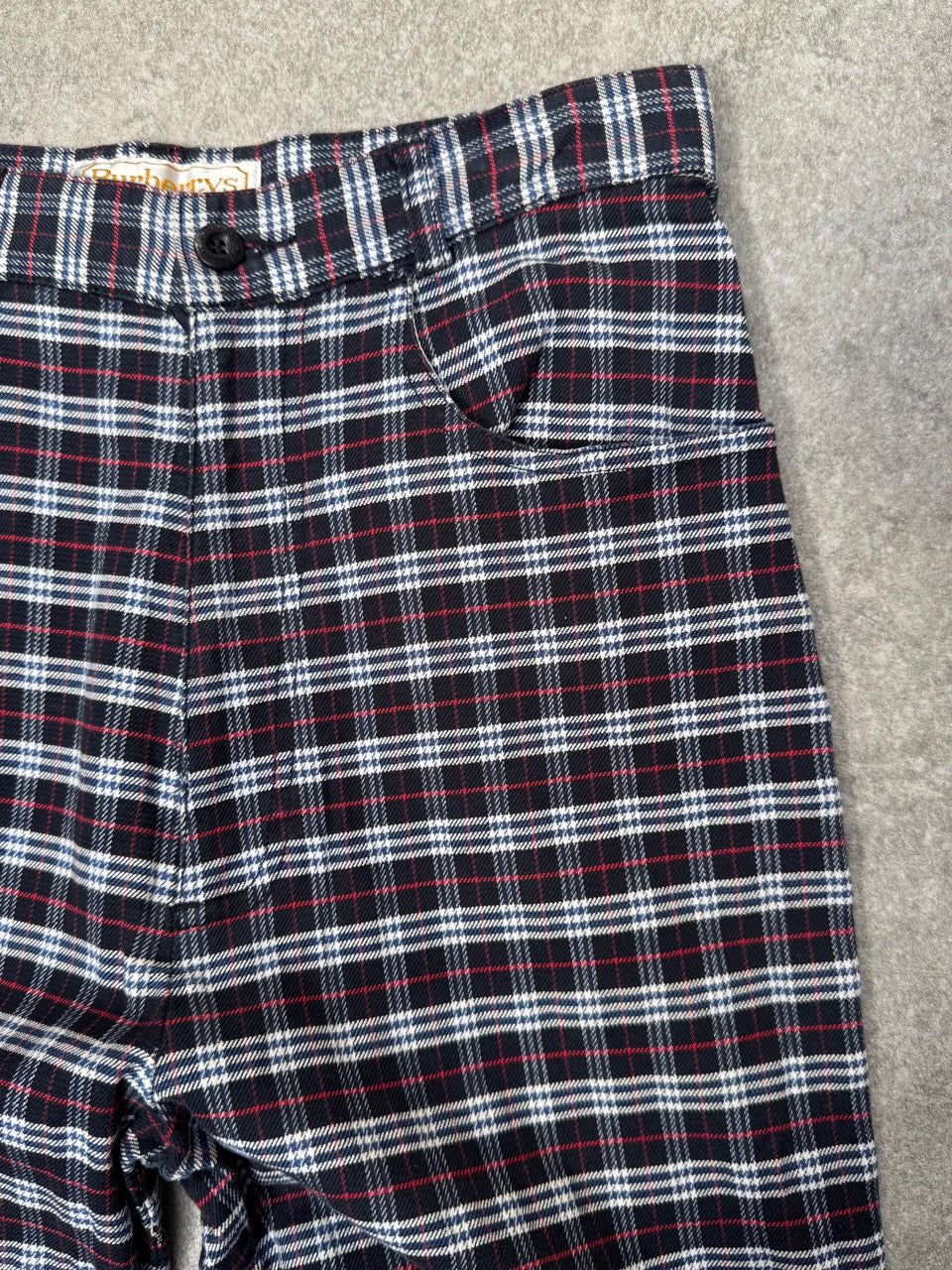 Burberry Navy Micro Nova Check Highwaisted Trousers