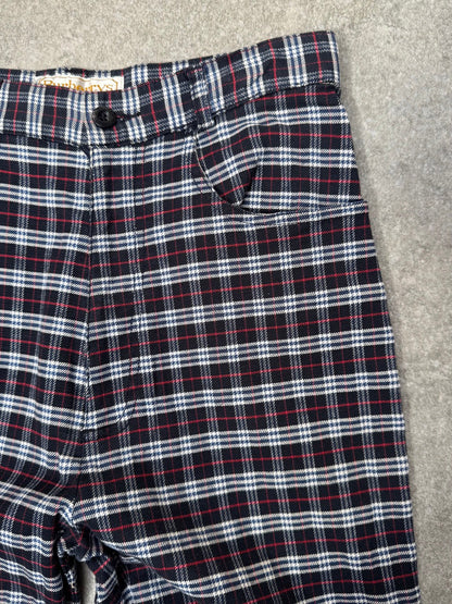 Burberry Navy Micro Nova Check Highwaisted Trousers