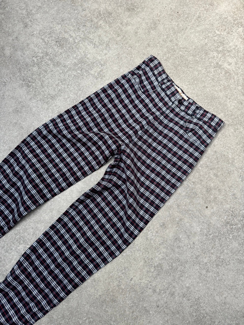 Burberry Navy Micro Nova Check Highwaisted Trousers